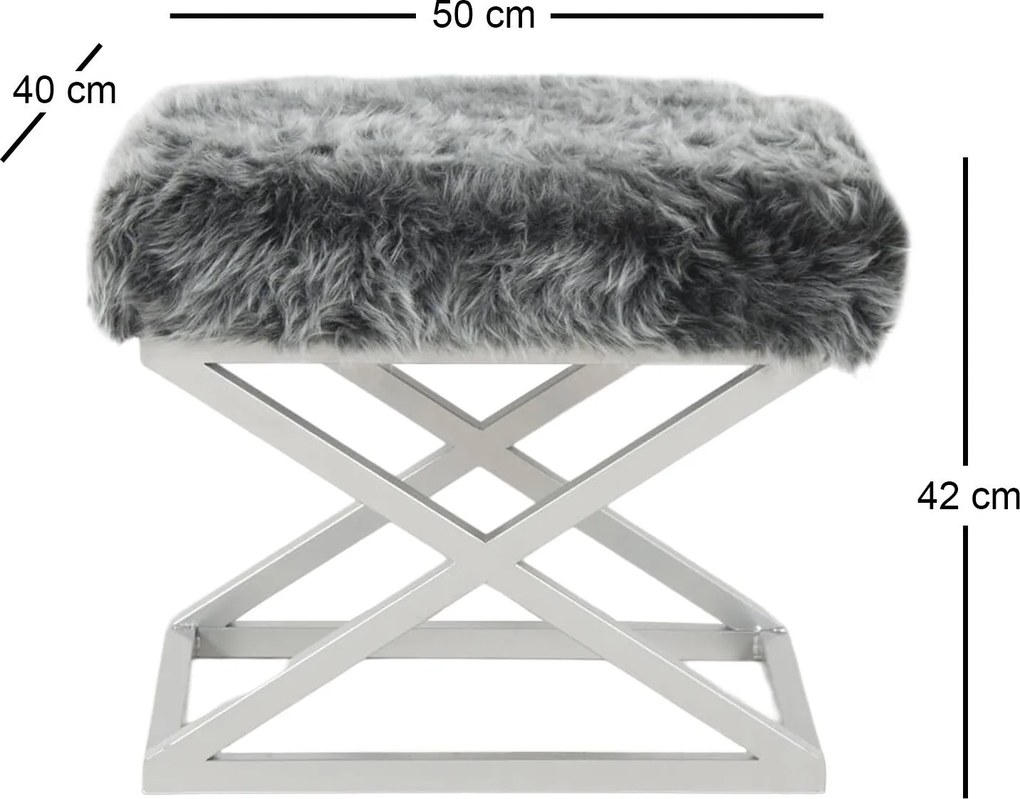 Pouffe Capraz – Prateado Cinzento – 50x42x40 cm