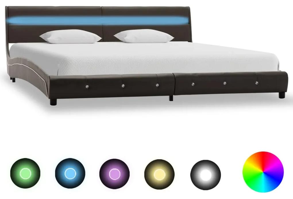 280341 vidaXL Estrutura de cama c/ LEDs 180x200 cm couro artificial cinzento