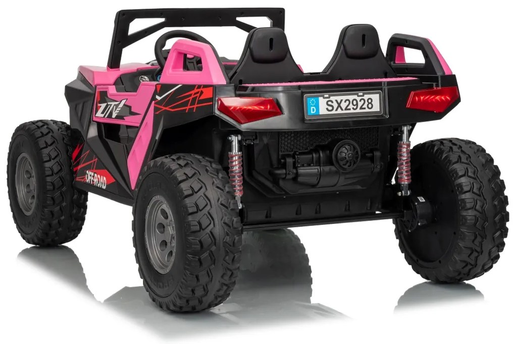 Buggy elétrico para Crianças 24V 2 Lugares RTR Monster Speed 4x4, Rodas Espuma EVA, assento couro ecológico Rosa