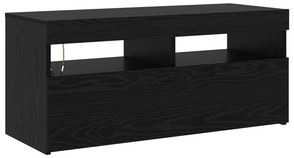 Gabinetes de TV vidaXL 2 pcs com Luzes LED Madeira de Carvalho Preto,