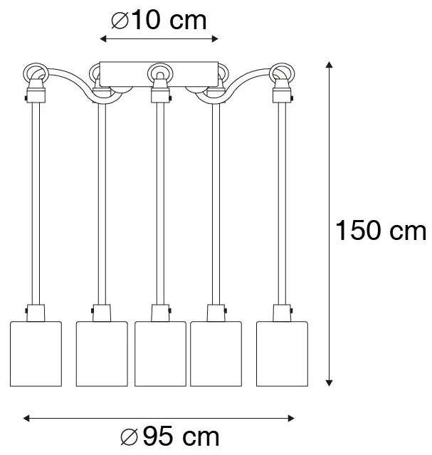 LED Candeeiro de suspensão inteligente preto 5 luzes incl. Wifi G95 - Cava Moderno