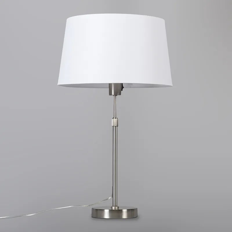 Candeeiro de mesa em aço com cúpula branca 35 cm ajustável - Parte Design,Moderno