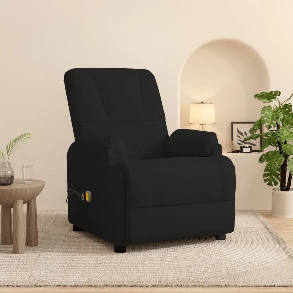 vidaXL Poltrona de massagens elevatória camurça artificial preto