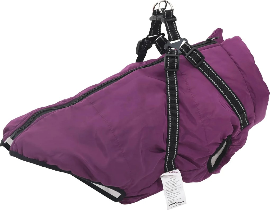 vidaXL Casaco para Cães com arnês Roxo L52 Velo e Poliéster