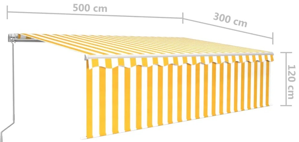 Toldo retrátil manual com estore 5x3 m amarelo e branco