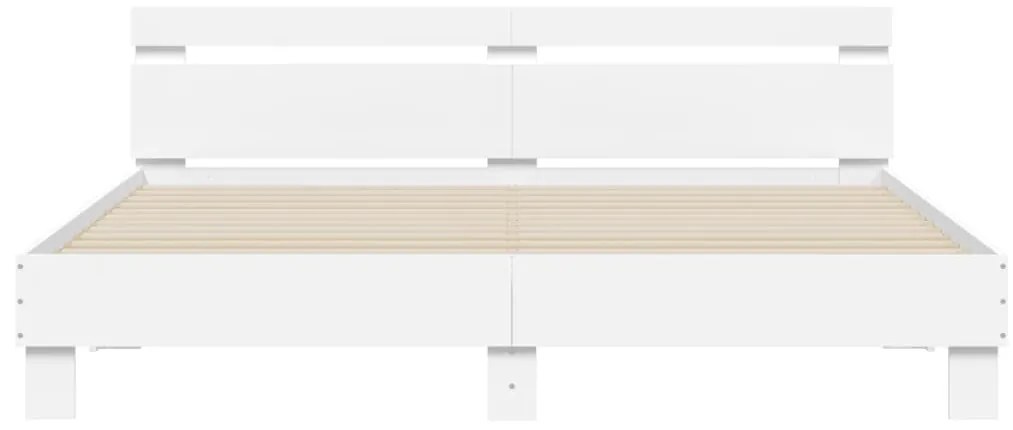Estrutura cama c/ cabeceira e luzes LED 180x200 cm branco