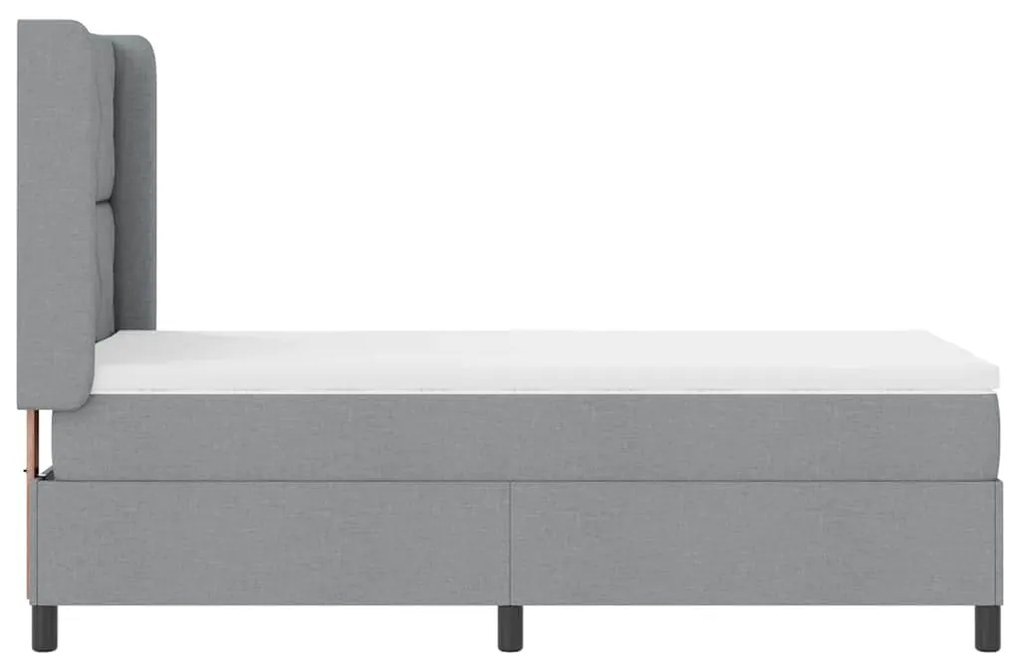Cama Box com Colchão e LED Cinza Claro 90x200 cm