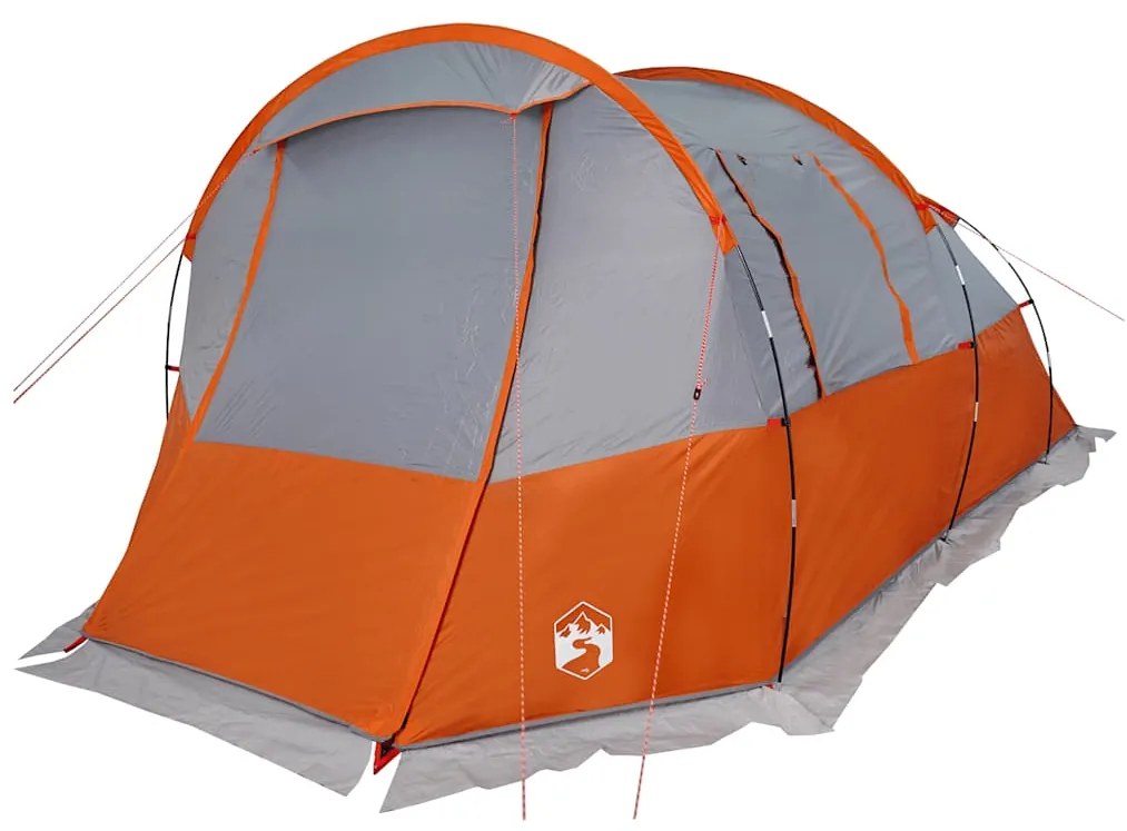 Tenda de campismo túnel p/ 4 pessoas impermeável cinza/laranja