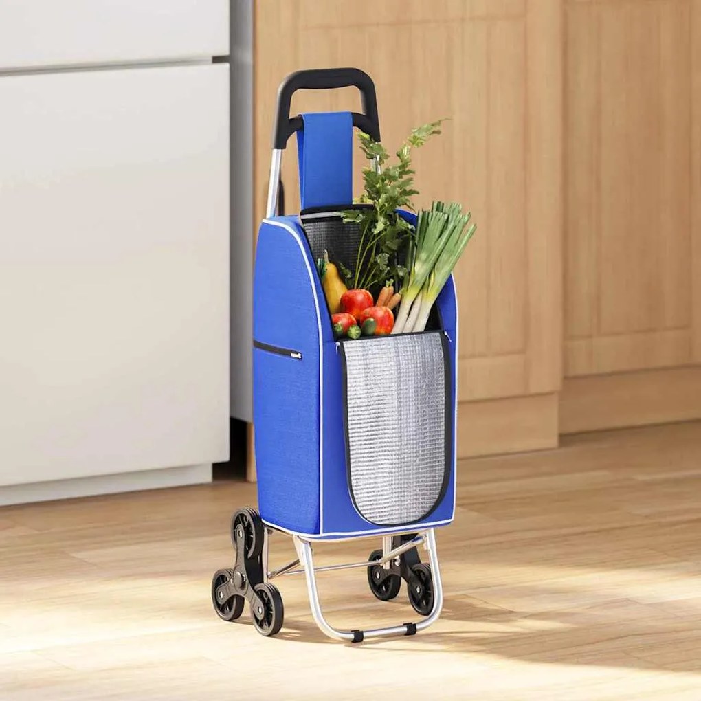 Carrinho de Compras vidaXL com Escada Azul 38 L