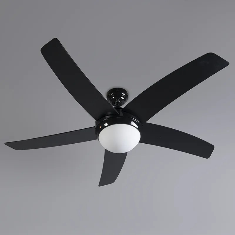 Ventilador de teto preto com impressão de madeira 132cm com controle remoto - Cool