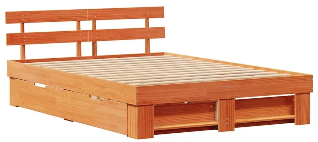 Estrutura da Cama com gaveta Castanho-mel 160 x 200 cm Madeira