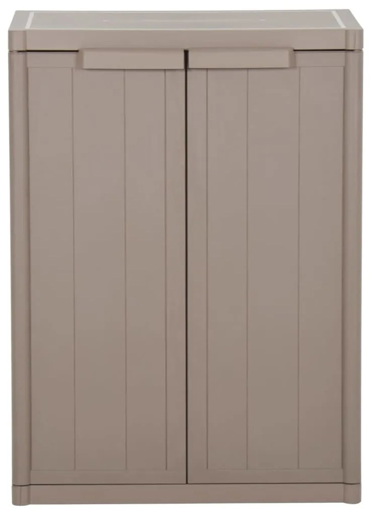Móvel arrumação p/ jardim 65x45x88cm PP aspeto madeira castanho