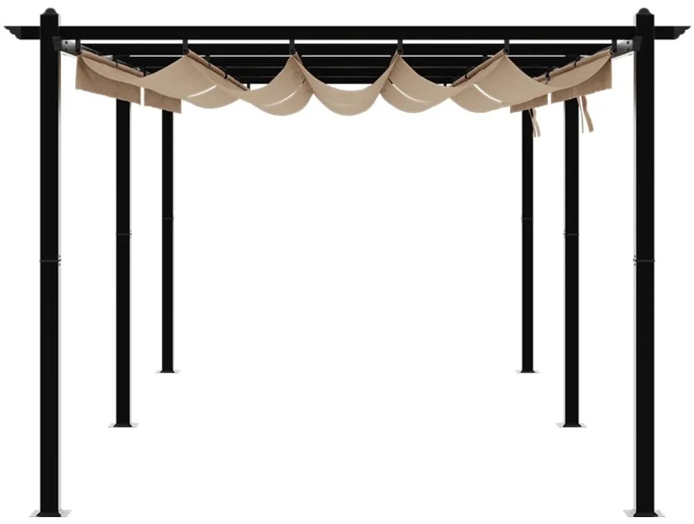 Gazebo jardim c/ teto retrátil 3x6 m alumínio cinza-acastanhado