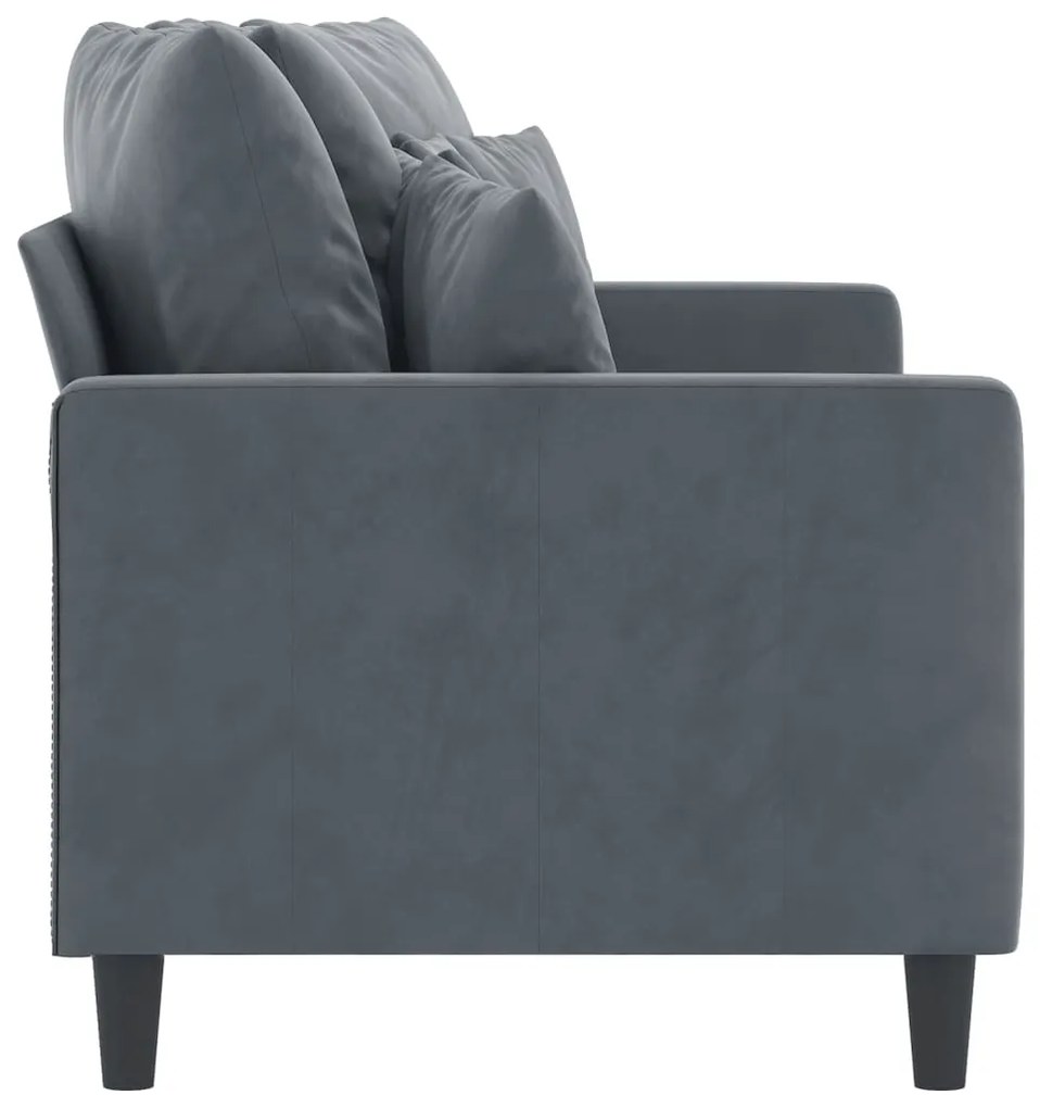 Sofá de 2 lugares 140 cm veludo cinza-escuro