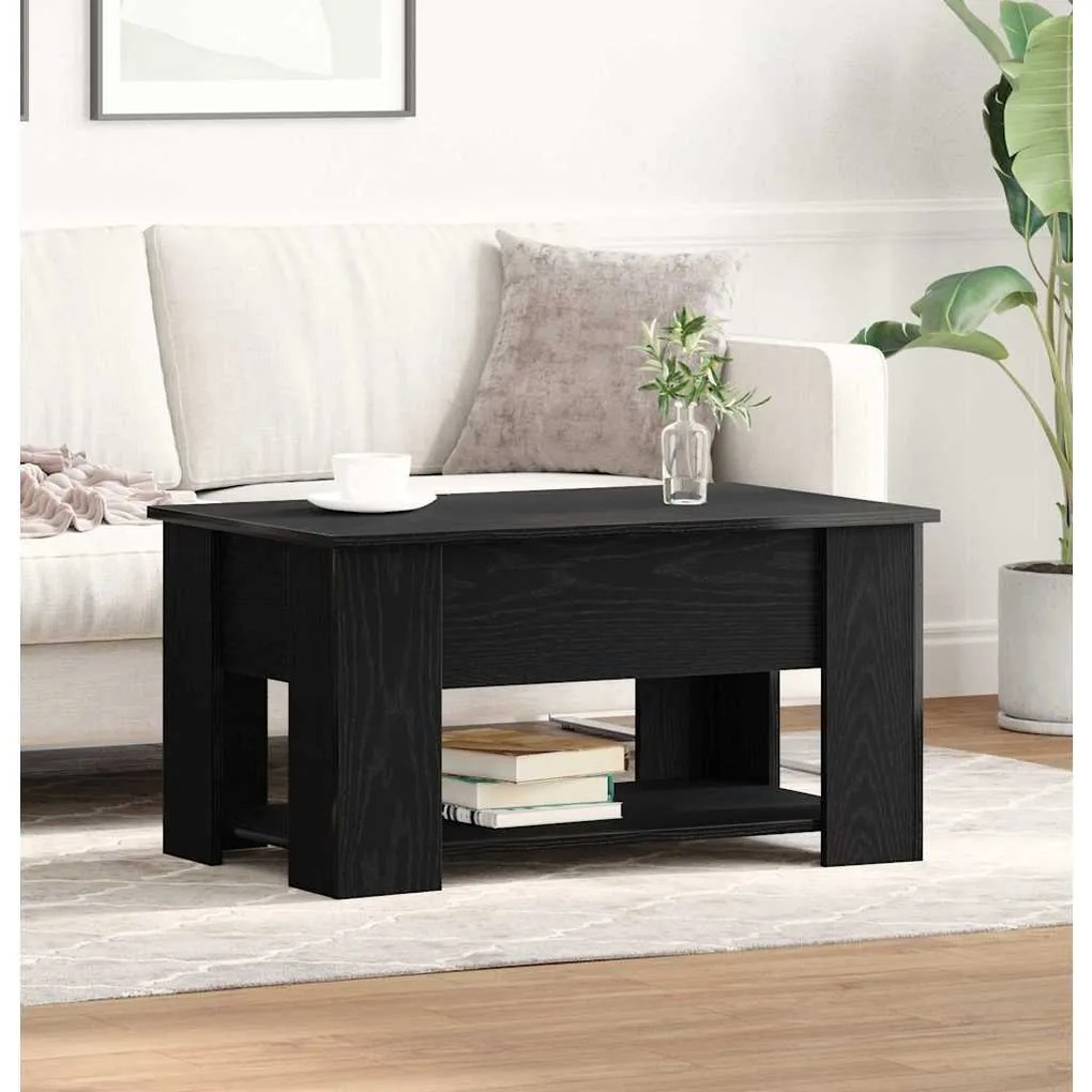 Mesa de Café em Carvalho Preto 79x49x41 cm Feita de Madeira Engenharia