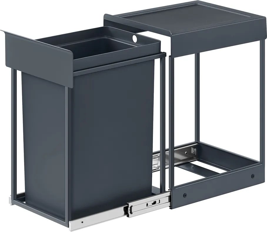 Caixote do lixo de cozinha, para armário inferior, 1 x 20 L 34,7 x 25,7 x 43,4 cm, cinzento