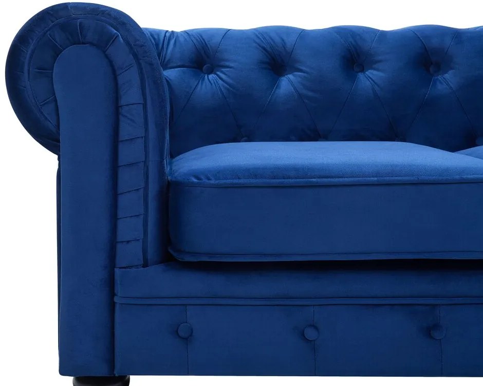 Conjunto de sofás com 4 lugares em veludo azul marinho CHESTERFIELD Beliani
