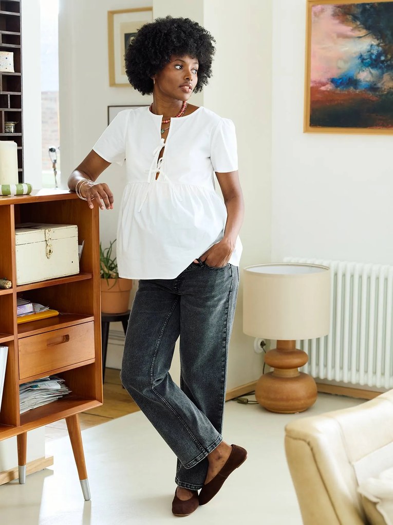 Camisa de amamentação e gravidez branco