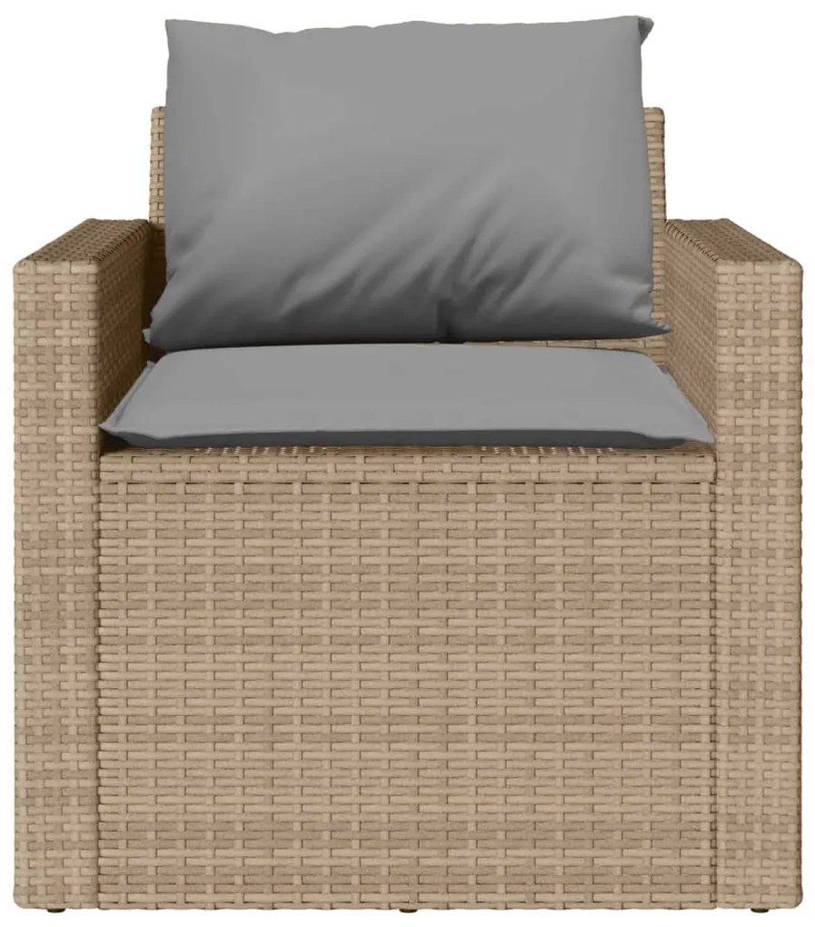 4 pcs conjunto de sofás para jardim c/ almofadões vime PE bege