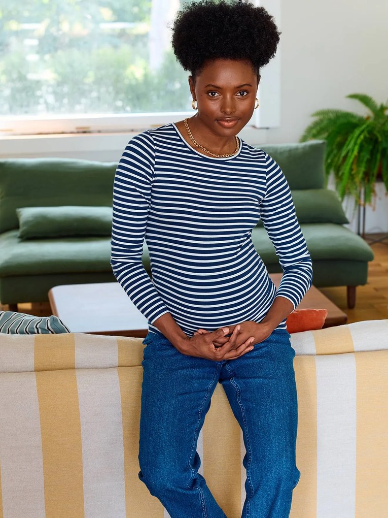 Camisola de mangas compridas, para grávida marinho