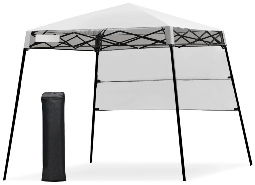 Tenda com abertura automática e pernas inclinadas 182 x 182 cm de proteção solar para exterior branco