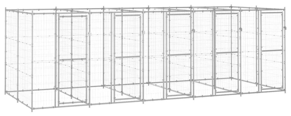 vidaXL Canil de exterior 12,1 m² aço galvanizado