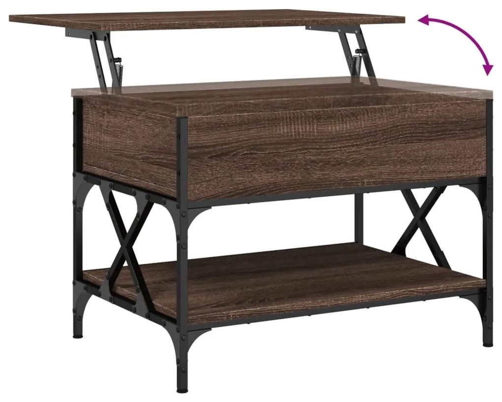 Mesa centro 70x50x50 cm deriv. madeira/metal carvalho castanho