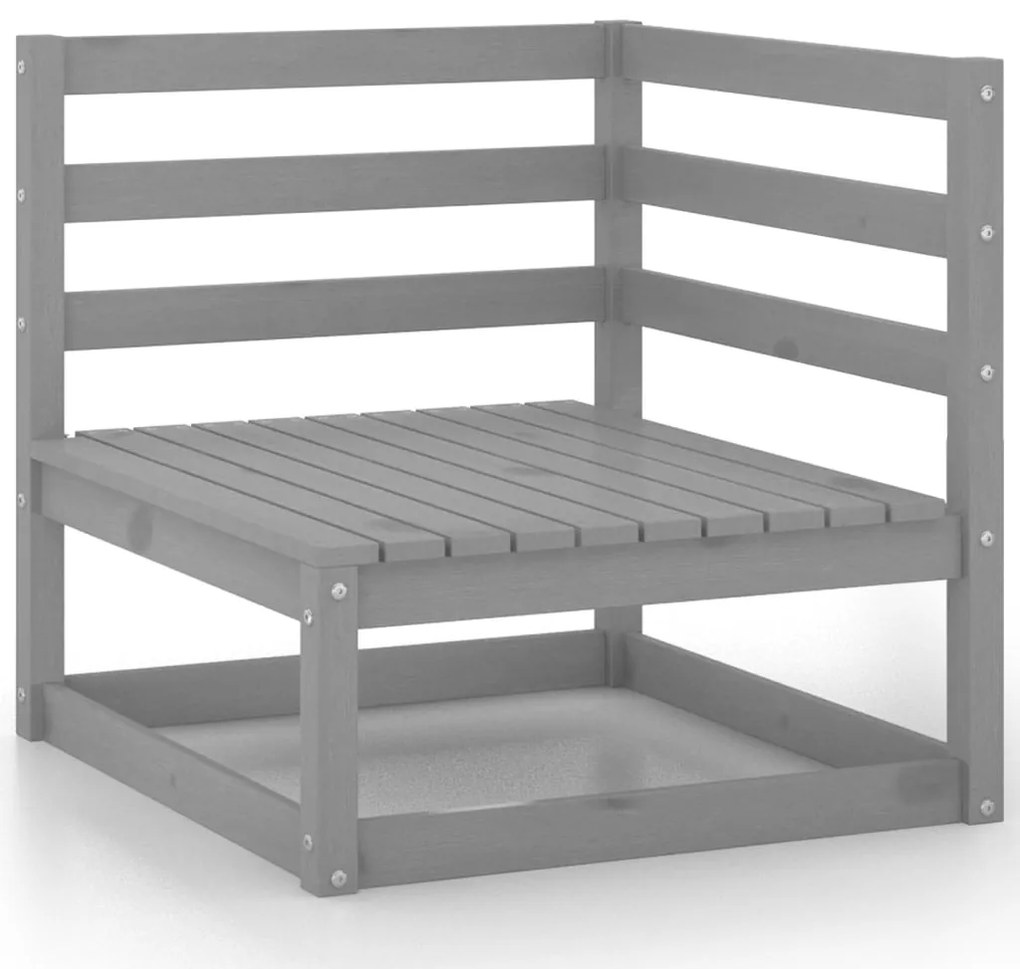 12 pcs conjunto lounge de jardim pinho maciço cinzento