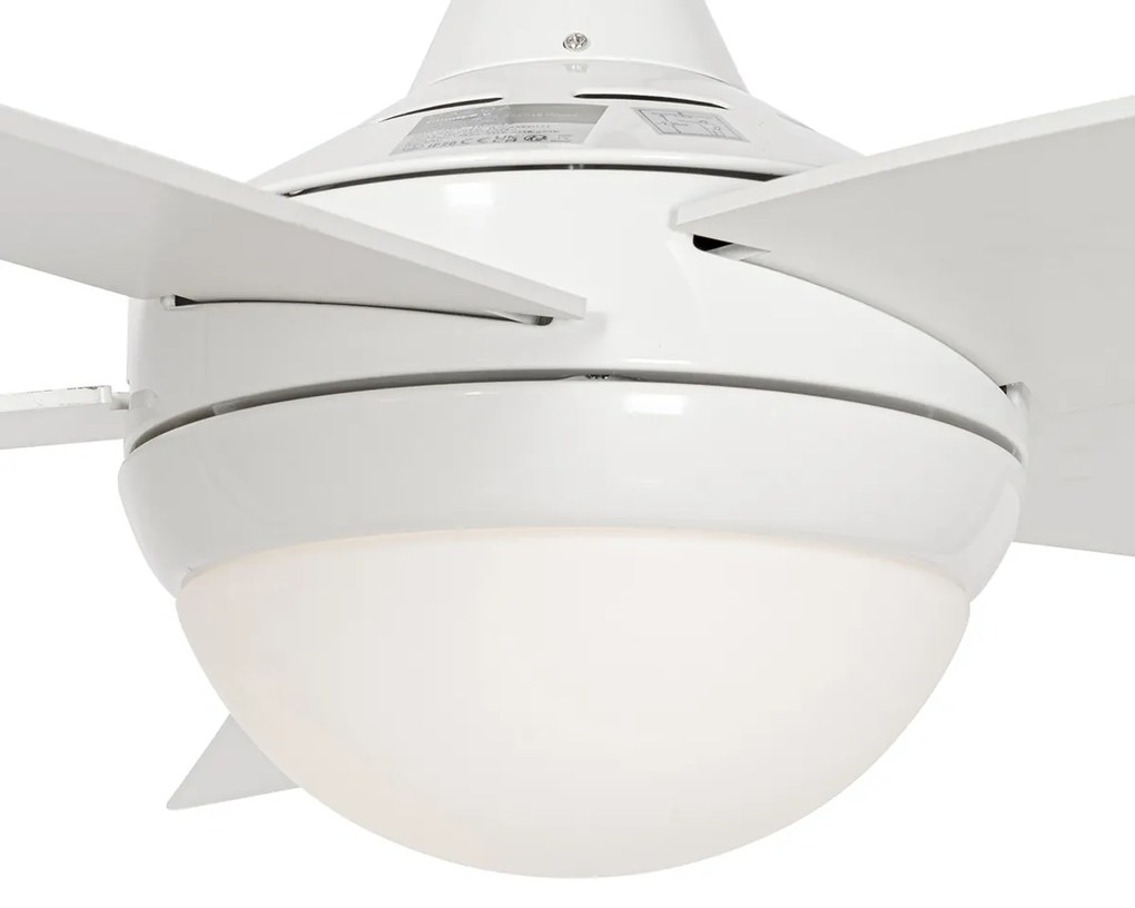 Ventilador de teto inteligente branco com impressão de madeira 132cm incl. LED regulável com controle remoto - Cool Moderno