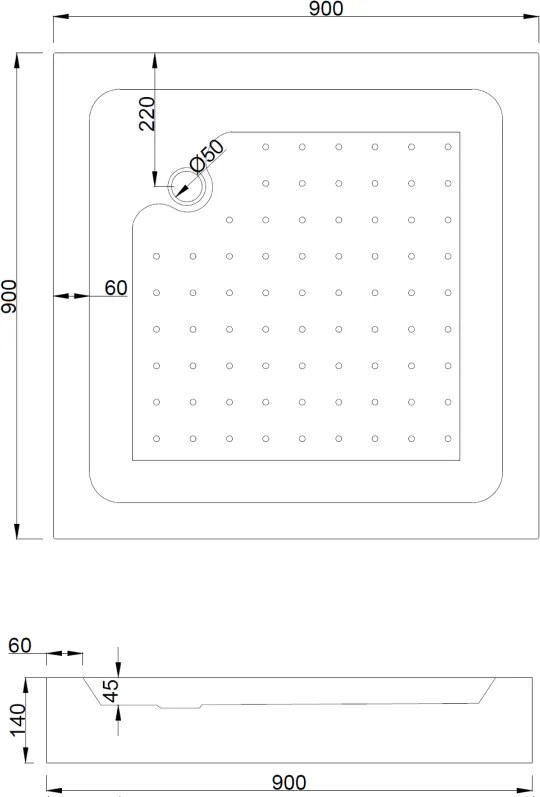 Mexen Rio cabine de duche quadrada 90 x 90 cm, fosca, cromada + base de duche, branca - 860-090-090-01-30-4510