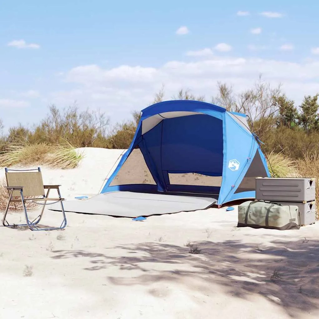 vidaXL Tenda de praia 2 Pessoas impermeável azul ciano