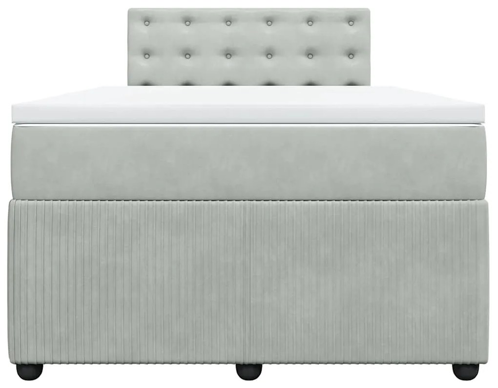 Cama boxspring c/ colchão 120x200 cm veludo cinzento-claro