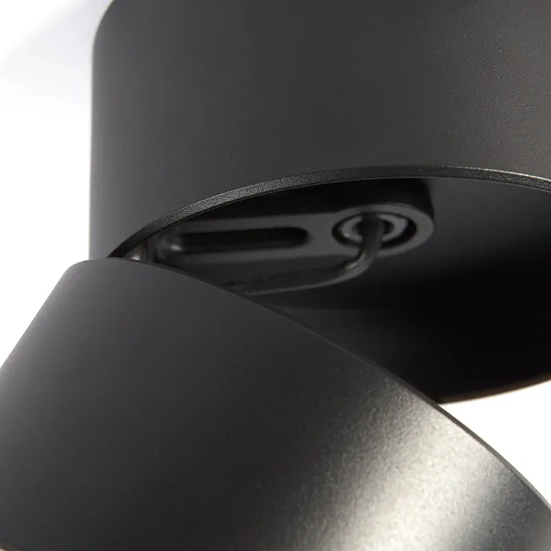 Conjunto de 2 focos modernos pretos redondos ajustáveis - Go Nine