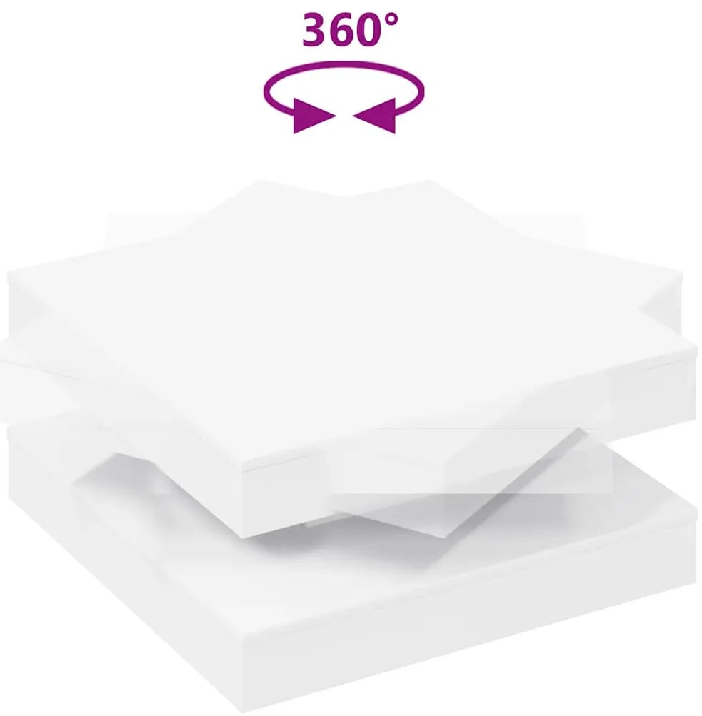 Mesa de centro rotativa a 360 graus 70x70x34,5 cm branco