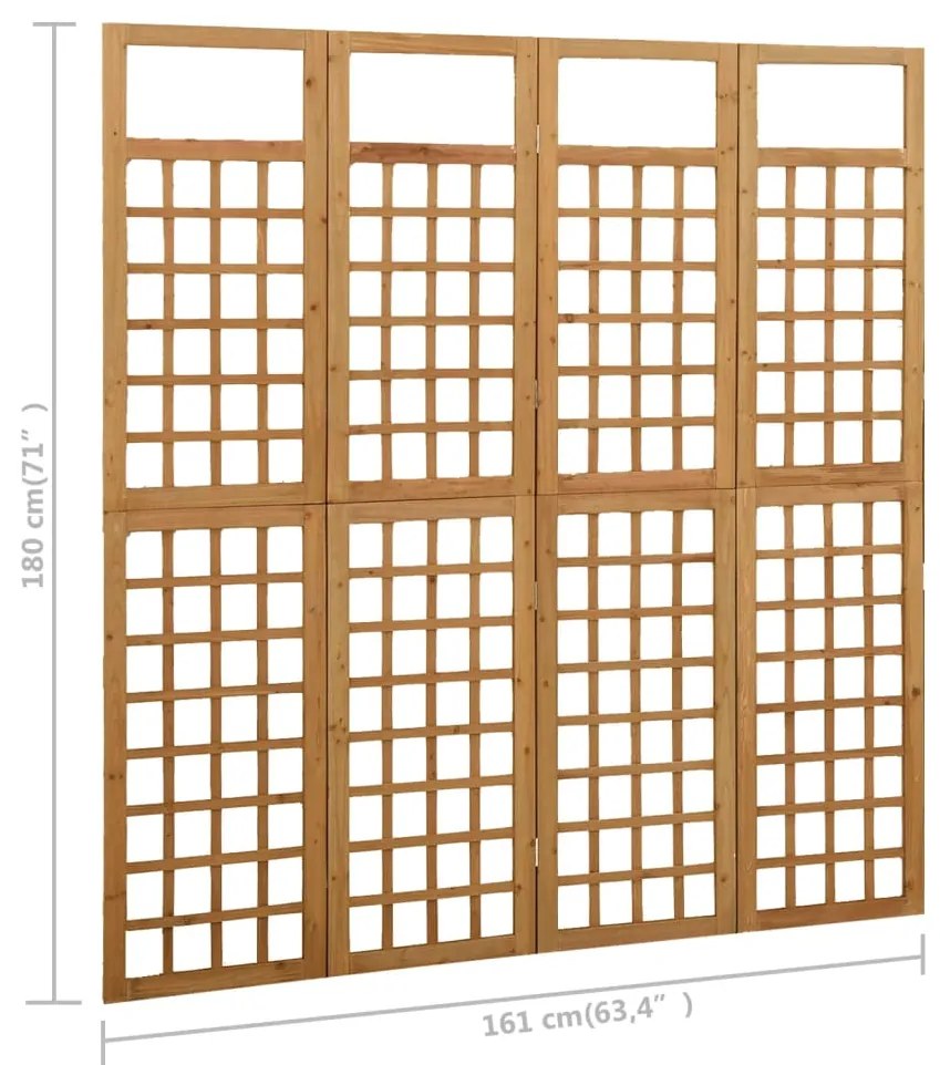 Biombo/treliça 4 painéis madeira de abeto maciça 161x180 cm