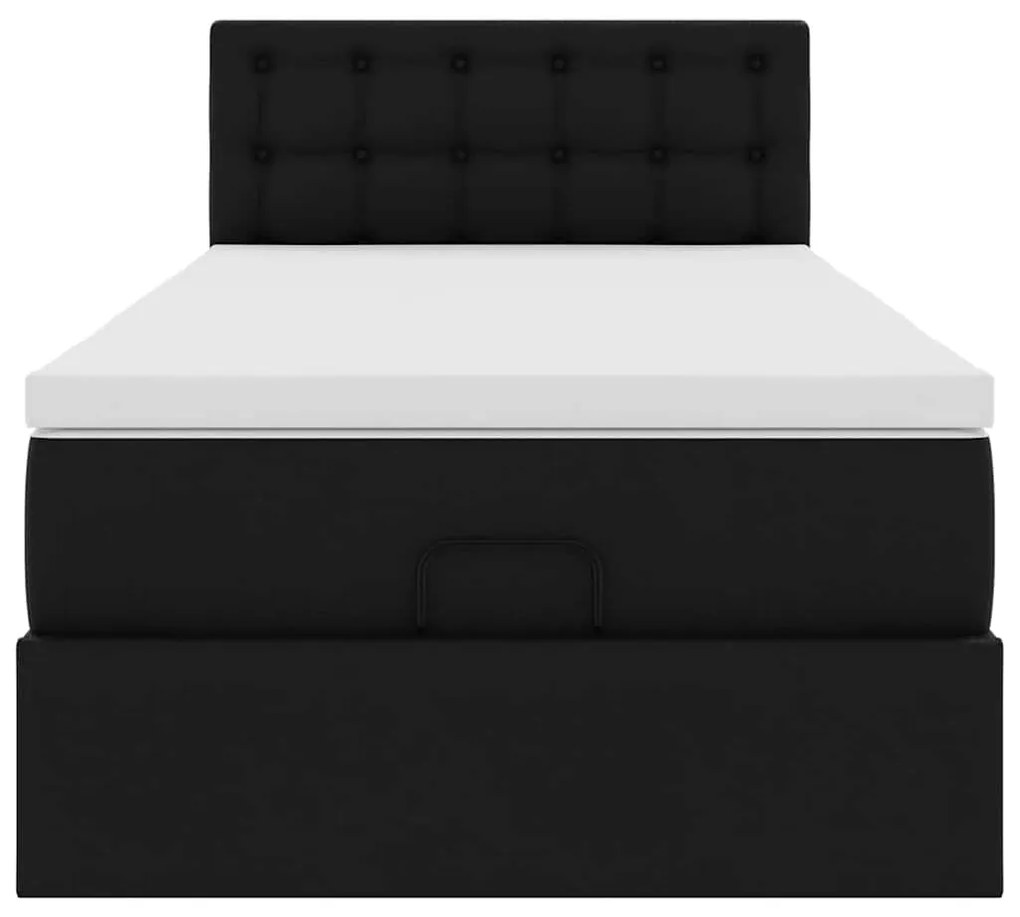 Cama otomana com colchão 80x200 cm couro artificial preto