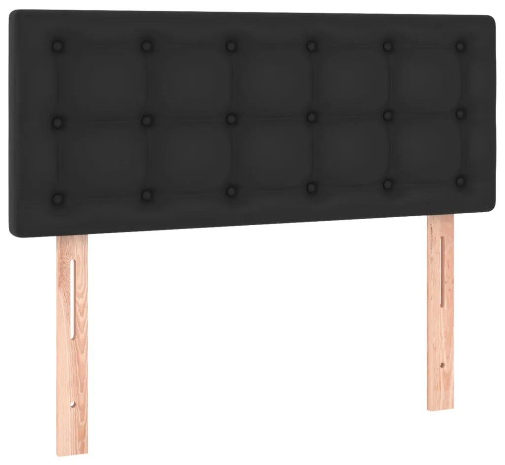 Cama box spring c/ colchão/LED 90x190 cm couro artificial preto