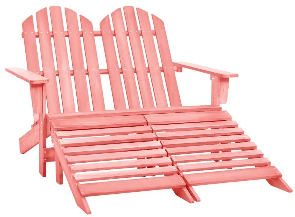 315917 vidaXL Cadeira de jardim e otomano Adirondack 2 lugares abeto rosa