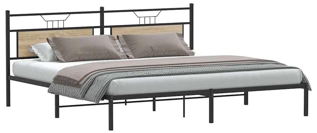 Estrutura de cama sem colchão 200x200 cm carvalho sonoma
