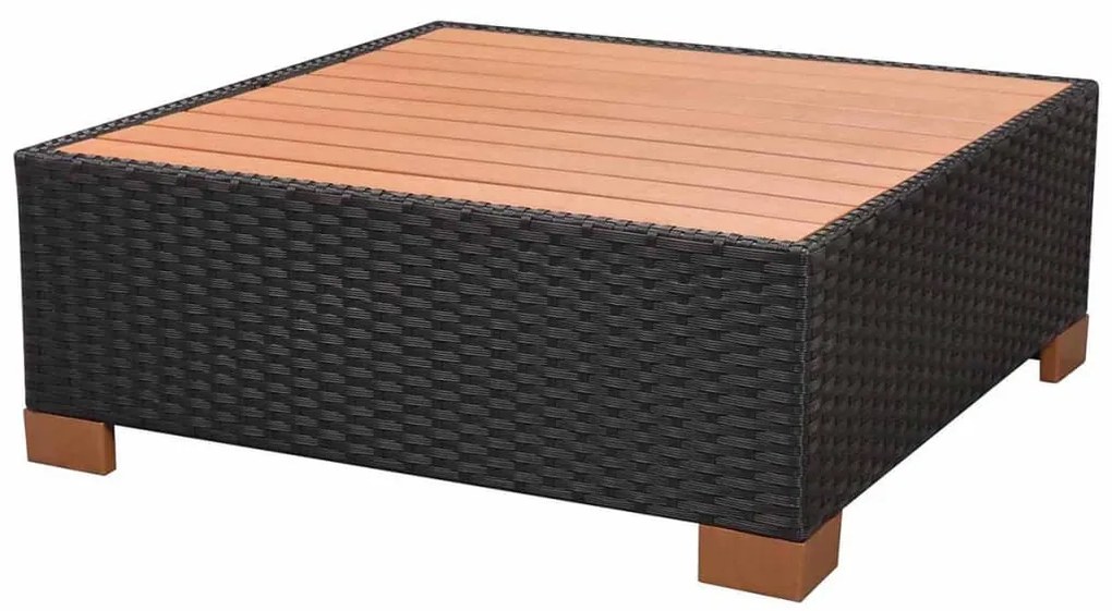 8 pcs conjunto lounge de jardim c/ almofadões vime PE preto