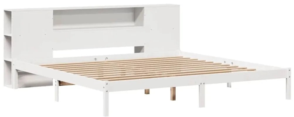 Cama com estante sem colchão 200x200 cm pinho maciço branco