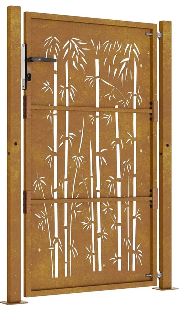 Portão de jardim 105x155 cm aço corten design bambu