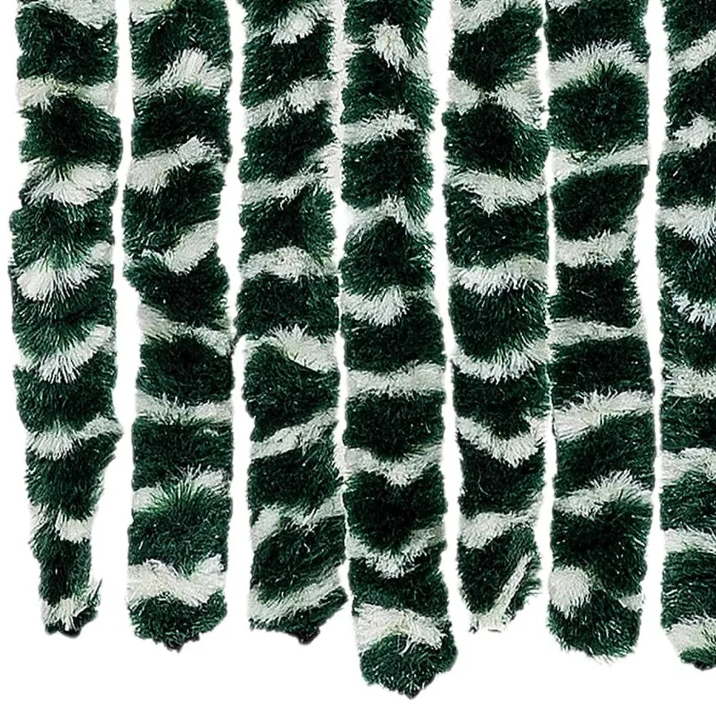 Cortina anti-insetos 56x200 cm chenille verde e branco