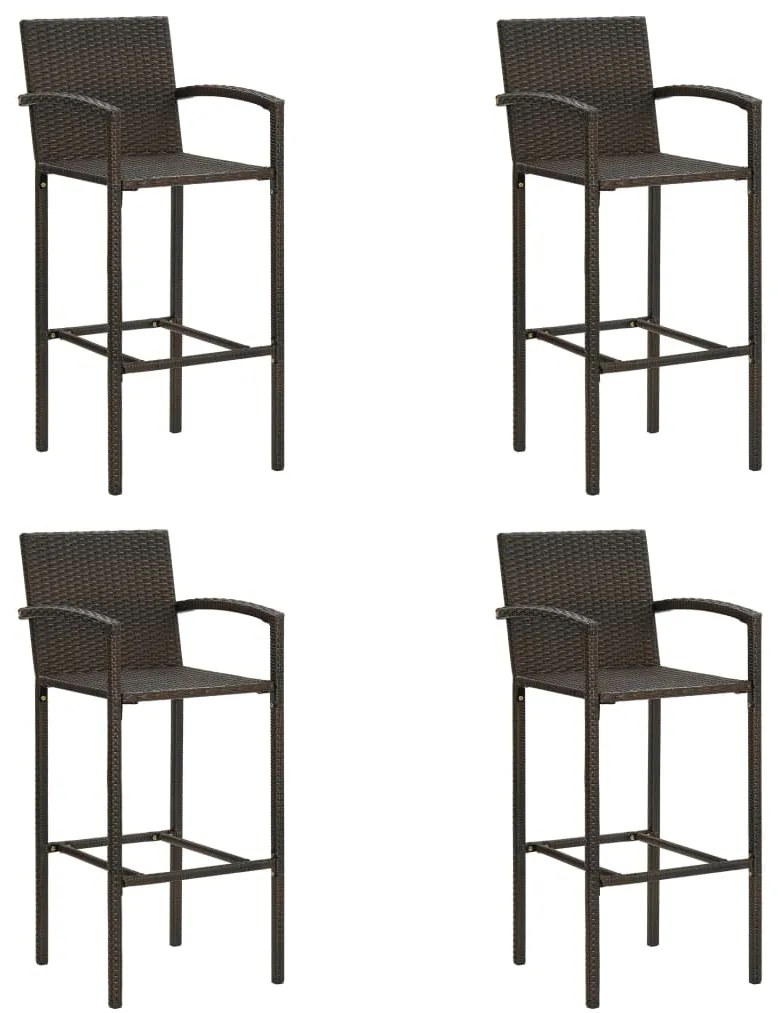 Bancos de bar 4 pcs vime PE castanho