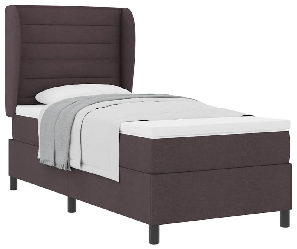 Cama Box com Colchão Marrom 90 x 200 cm - Tecido