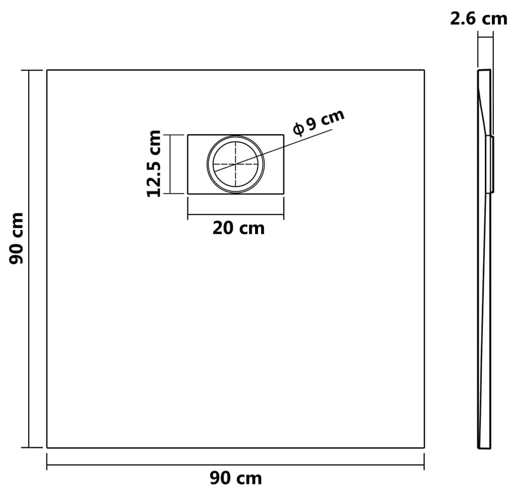 Base de Chuveiro SMC - Preto - 90x90 cm