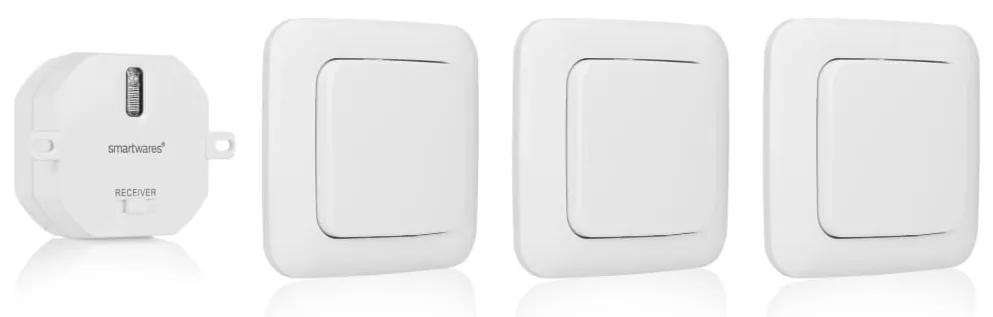 436833 Smartwares Conjunto interruptores de luz para quarto 8x8x1,7 cm branco