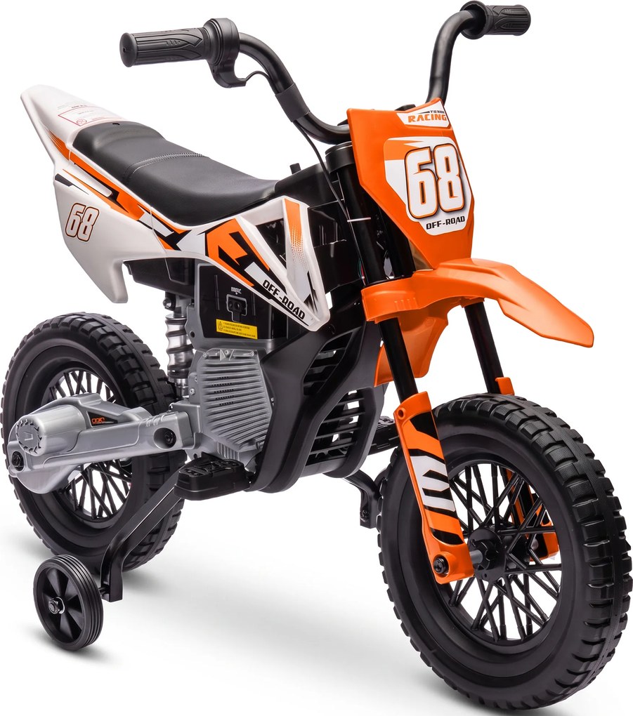 AIYAPLAY Moto Elétrica Infantil 12V com Música 2,4 a 5 km/h Rodas Auxiliares 109,x60x72,5 cm Laranja Brinquedo para Crianças 3-8 Anos | Aosom Portugal