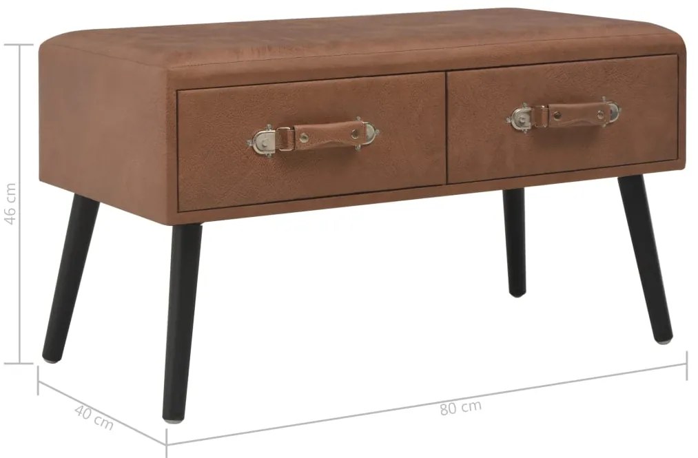Mesa de centro 80x40x46 cm couro artificial castanho-escuro