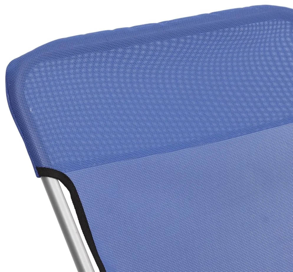 Cadeiras praia dobráveis 2pcs textilene/aço revestido a pó azul